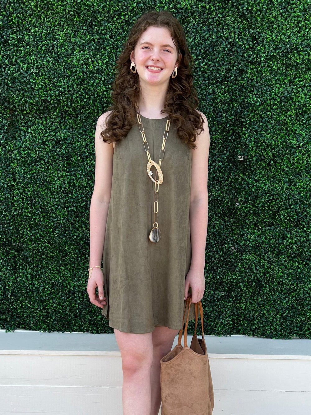 olive green suede dress