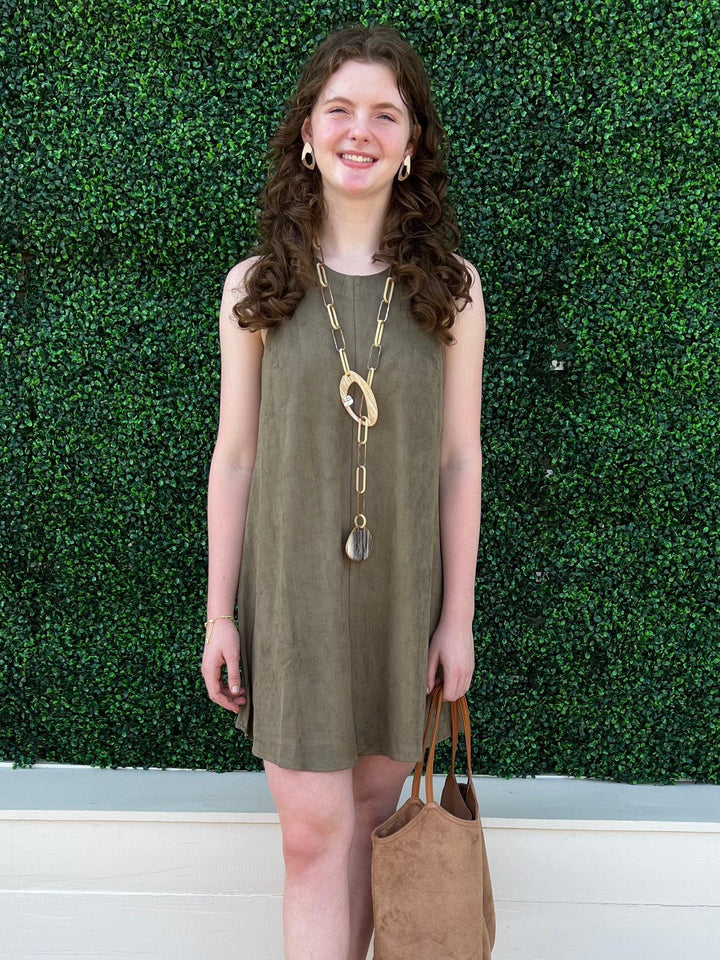 olive green suede dress