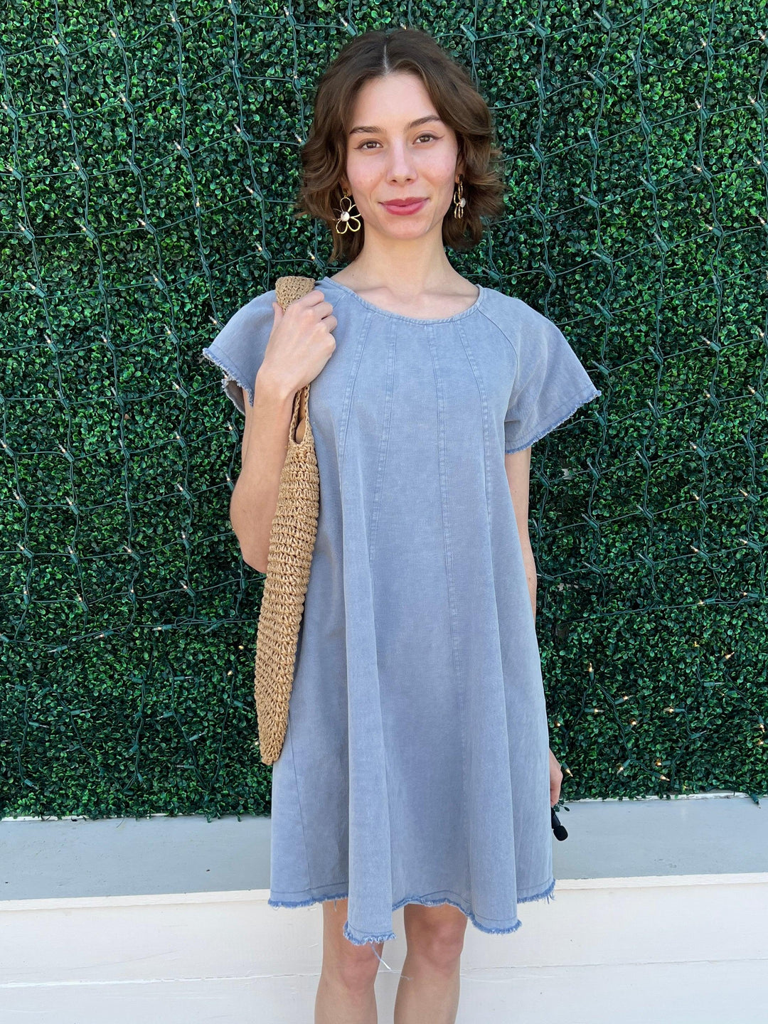 denim lightweight dress she and sky trendy online boutique houston texas