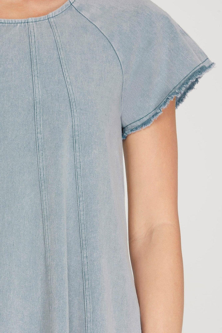 denim lightweight dress she and sky trendy online boutique houston texas
