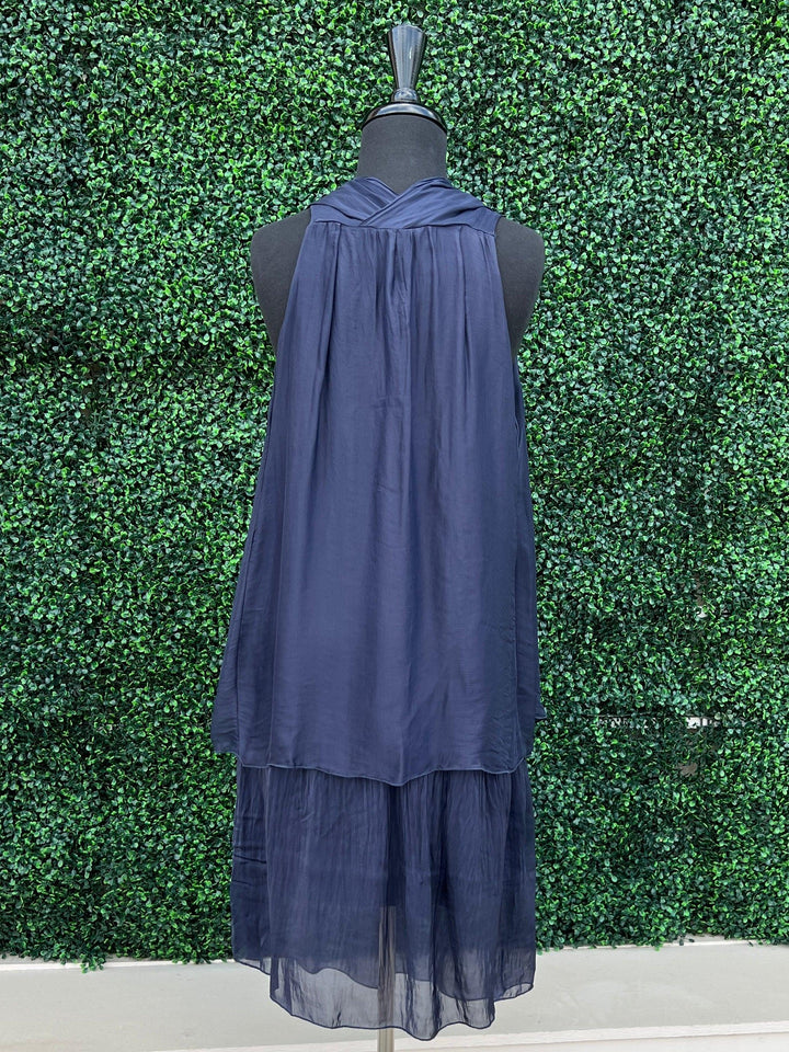 tempo paris silky dress navy blue spring summer online boutique