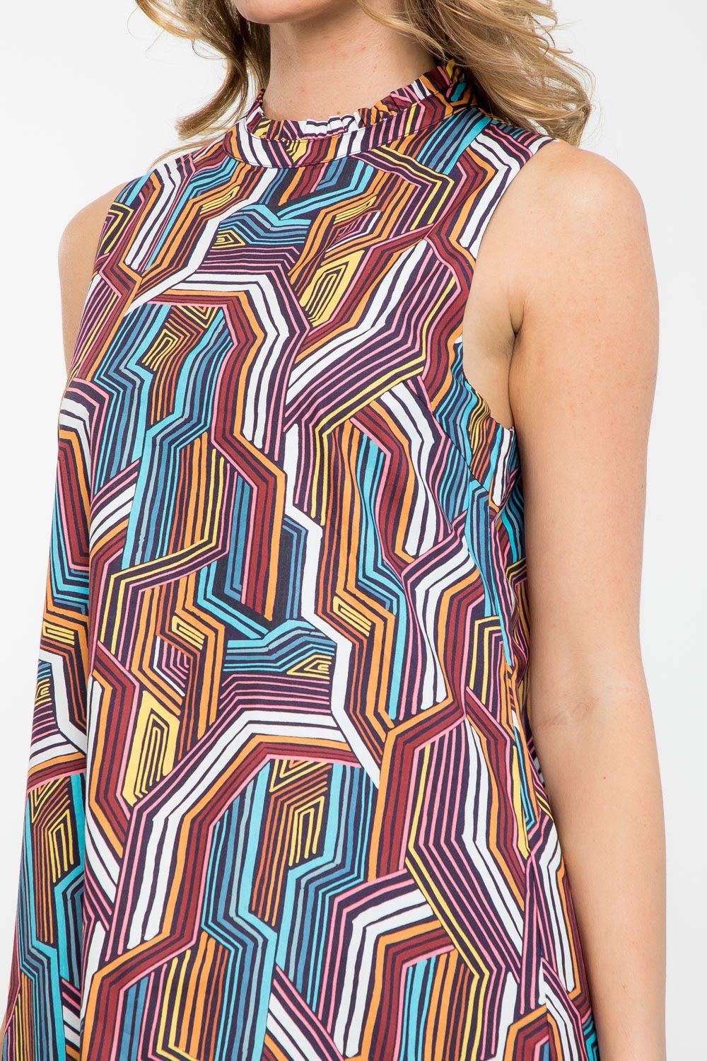 Art Deco Ruffle Neck Dress