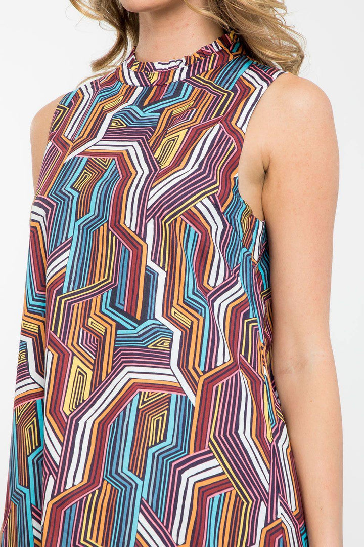 Art Deco Ruffle Neck Dress