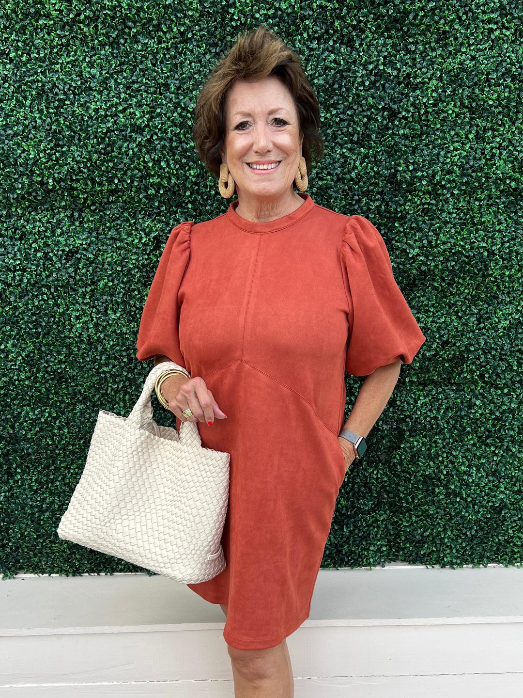 Burnt Orange Faux Suede Dress UT dress fall boutique online