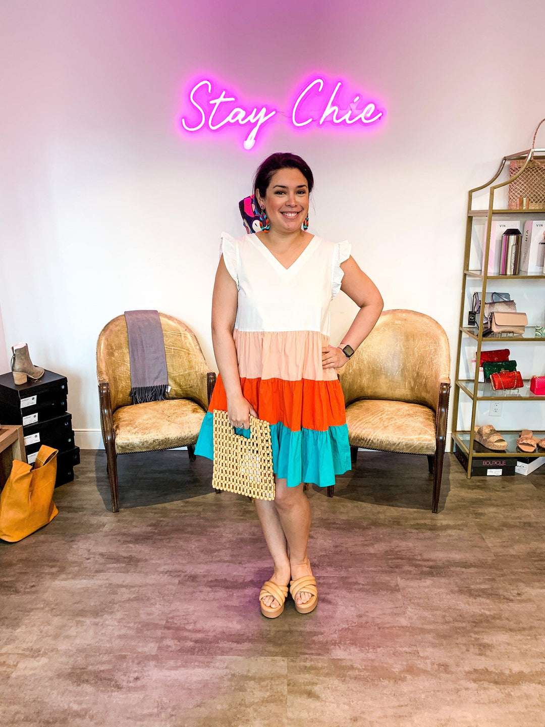 Ruffle Color Block Dress - Très Chic