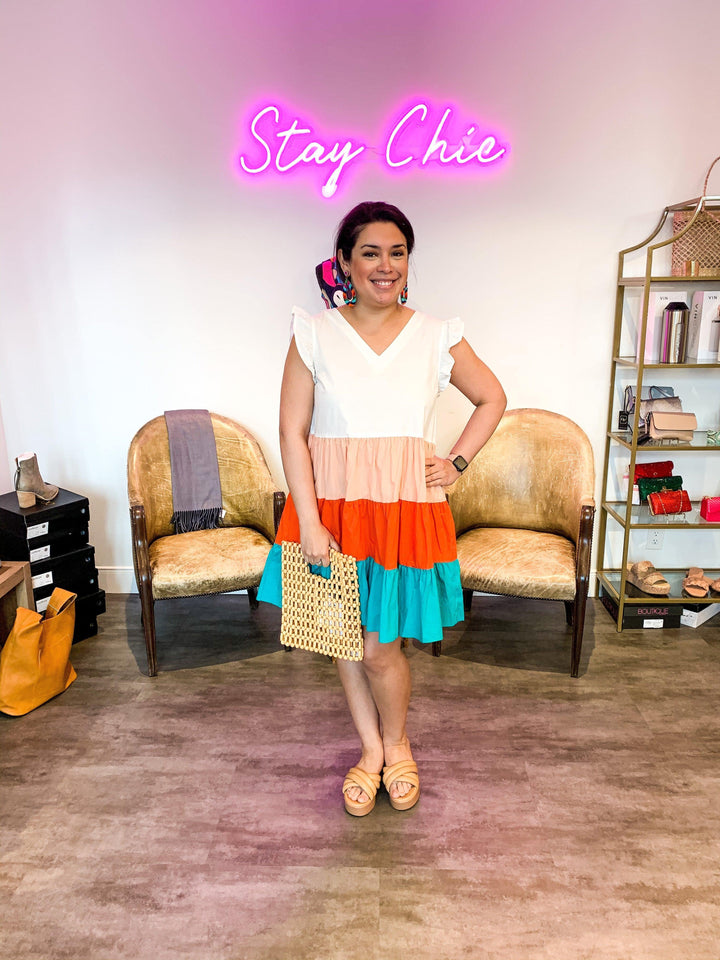 Ruffle Color Block Dress - Très Chic