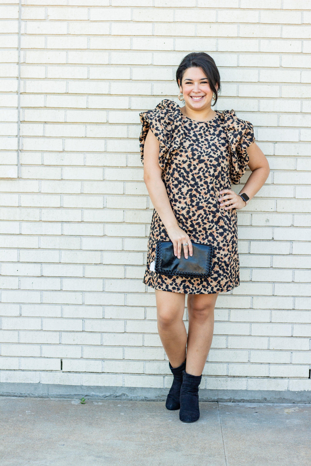 Ruffle Sleeved Cheetah Dress - Très Chic