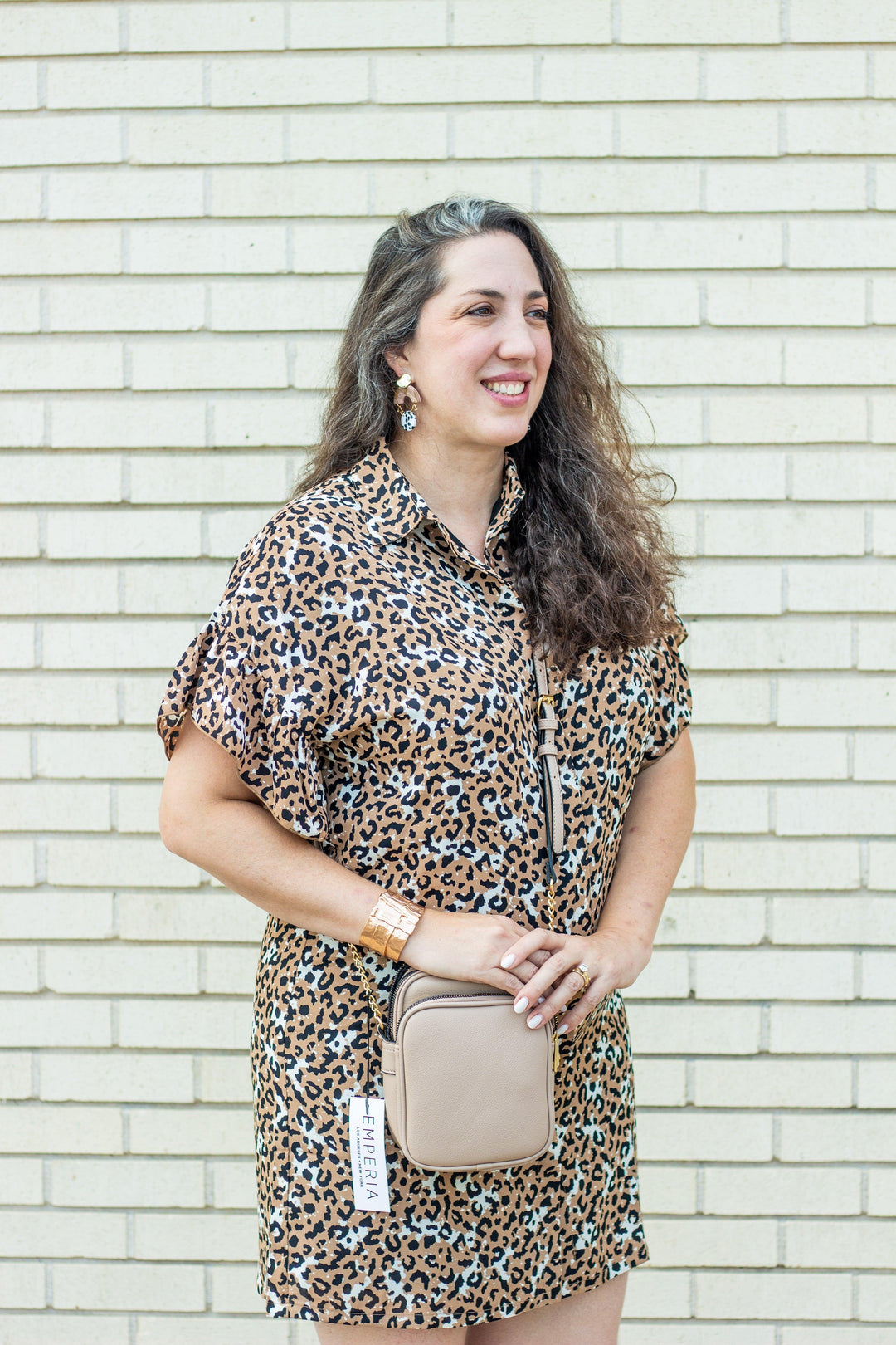 Tan Leopard Shirt Dress - Tres Chic Houston