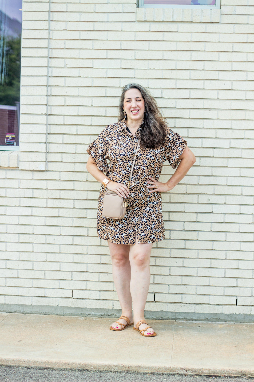 Tan Leopard Shirt Dress - Tres Chic Houston