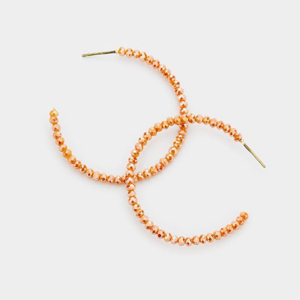 Beaded Orange Hoops - Tres Chic Houston
