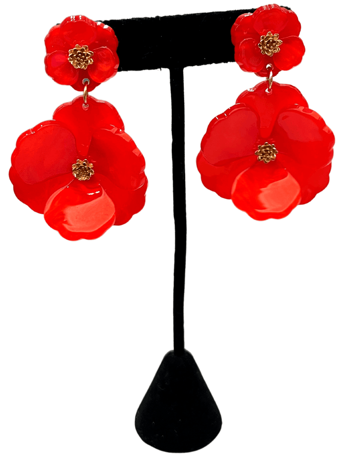 double flower earring post spring summer boutique