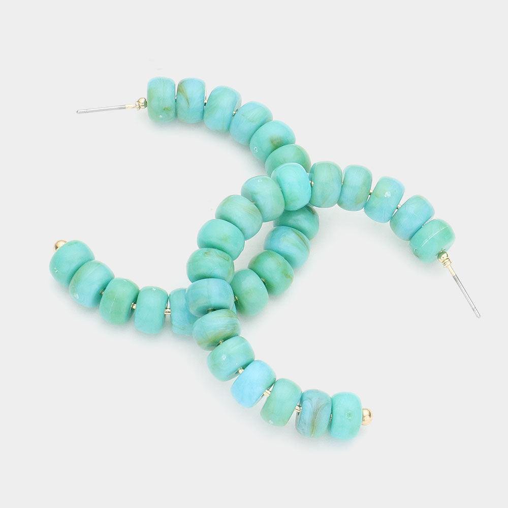 Turquoise Half Hoop Earrings - Très Chic