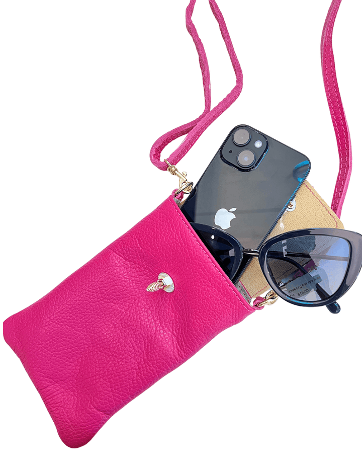 gift boutique near me for women leather phone bee bag pink