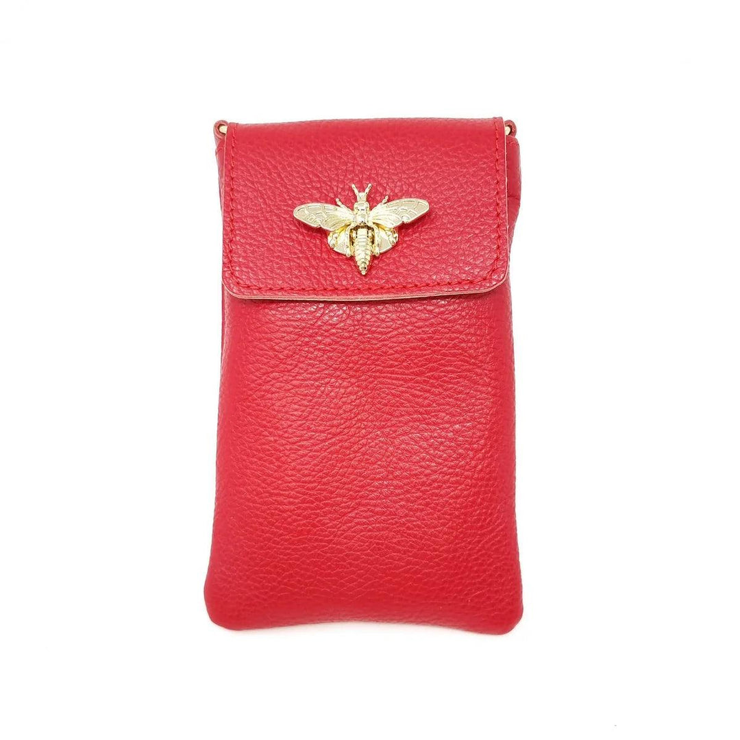 gift boutique near me for women leather phone bee bag red