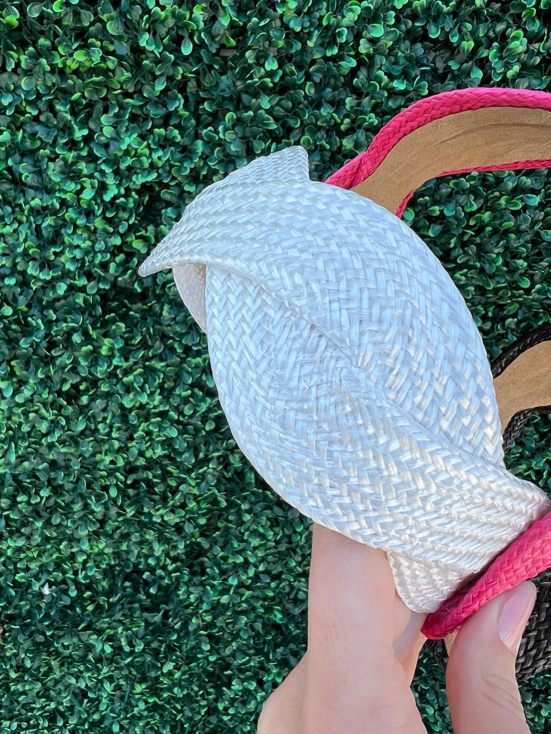 Straw crisscross wide headband pink, white, black, or tan