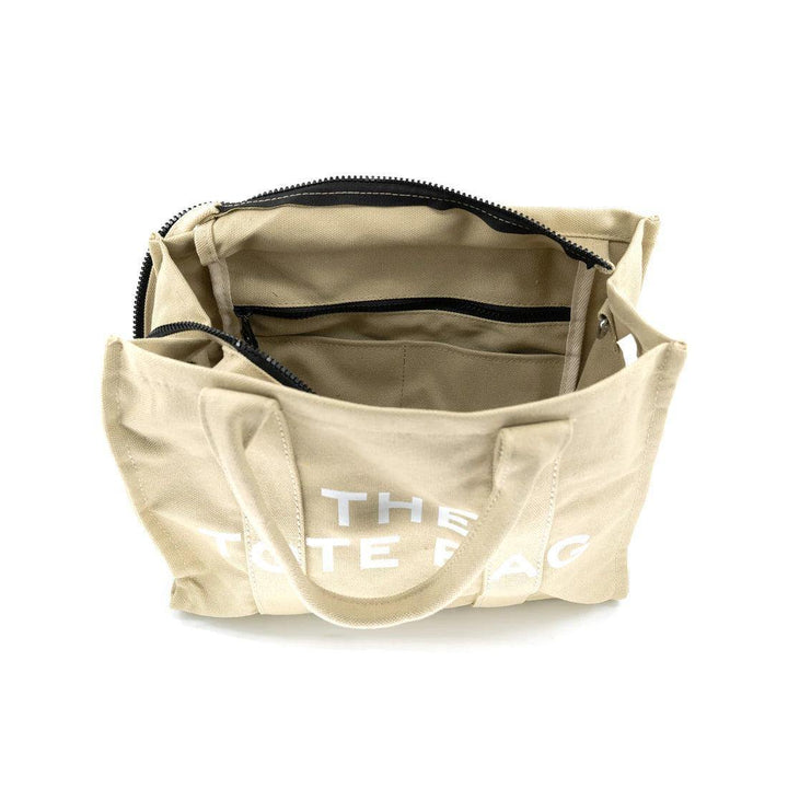 Khaki Canvas Tote Bag - Très Chic
