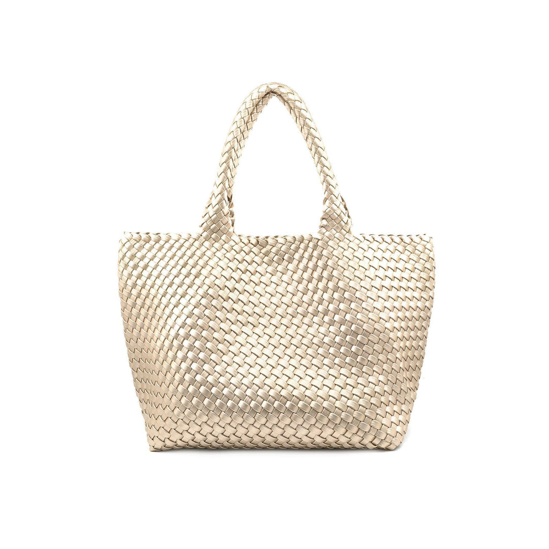 big inexpensive woven tote bag gold