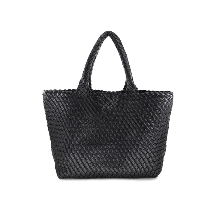 like designer woven tote bag black