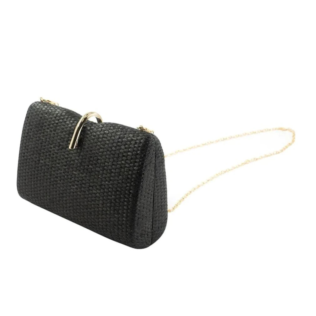 metallic straw gold clasp clutch cult gaia look alike