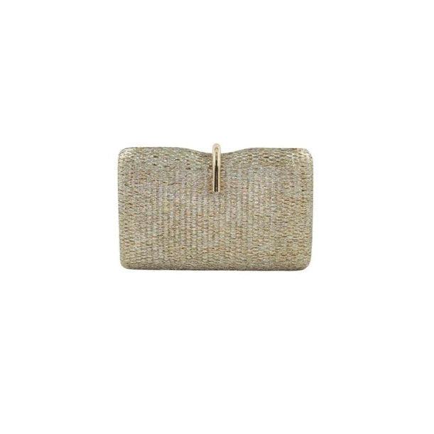 metallic straw gold clasp clutch cult gaia look alike