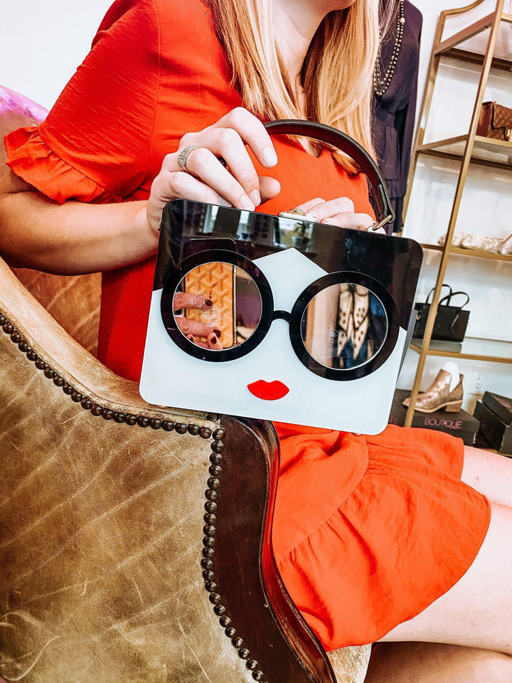 novelty handbag with face designer crossbody or clutch