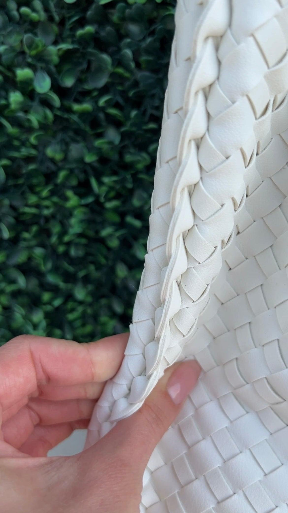 Braided Hem Purse black tan white zip closed shoulder tres chic houston