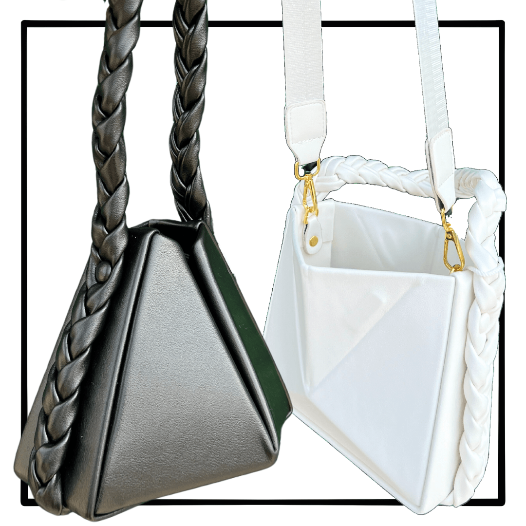 Hexagon shape 1 braid strap+guitar strap bag with magnetic closure unique handbags boutique