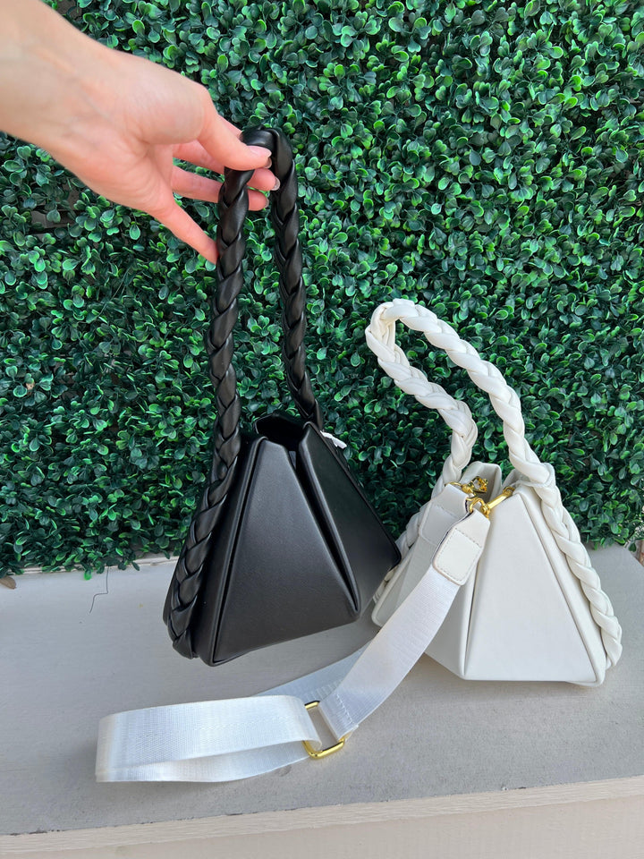 Hexagon shape 1 braid strap+guitar strap bag with magnetic closure unique handbags boutique