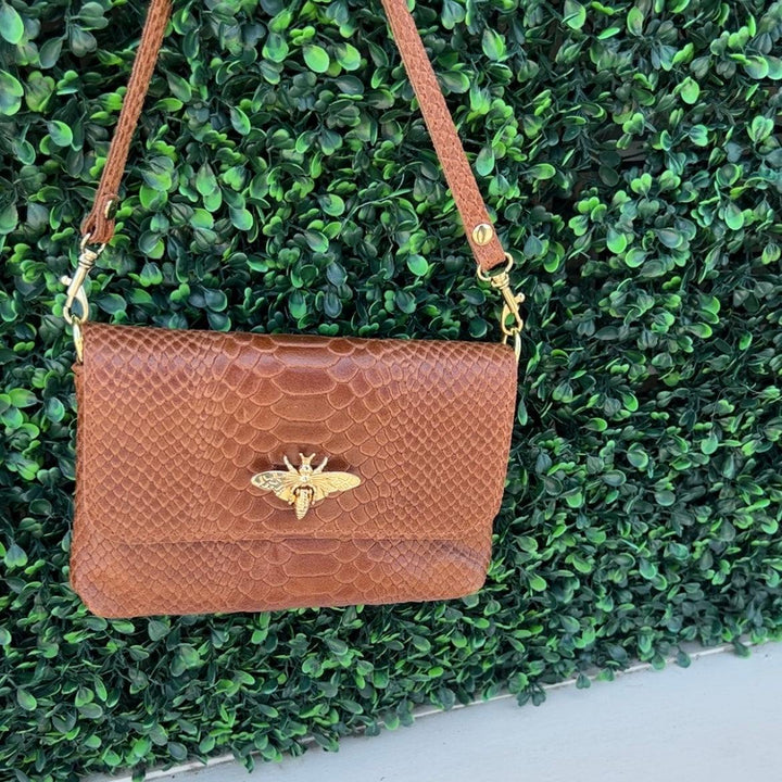 Embossed Leather Bee Bag