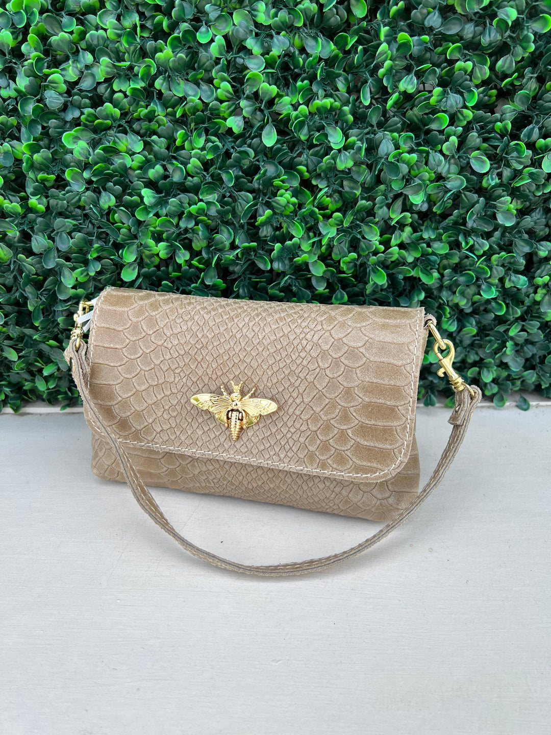 Embossed Leather Bee Bag