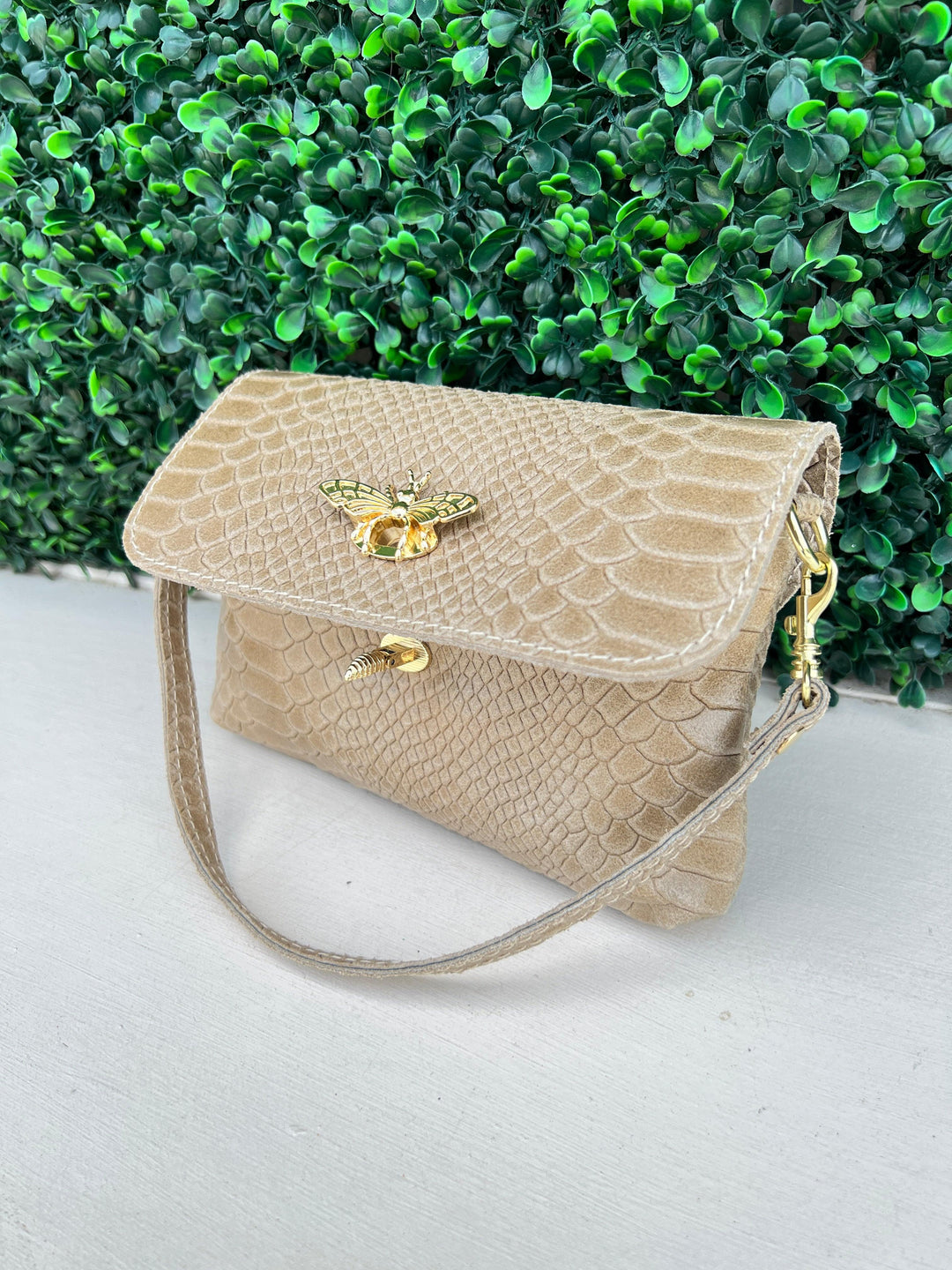 Embossed Leather Bee Bag