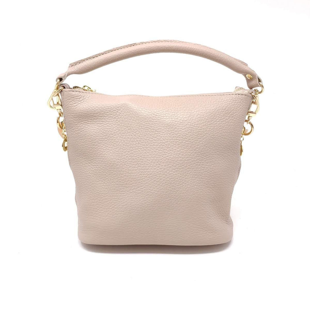 leather bucket bag with crossbody strap tres chic boutique womens gift idea nude