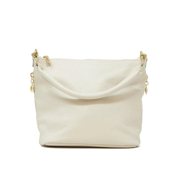 leather bucket bag with crossbody strap tres chic boutique white womens gift idea