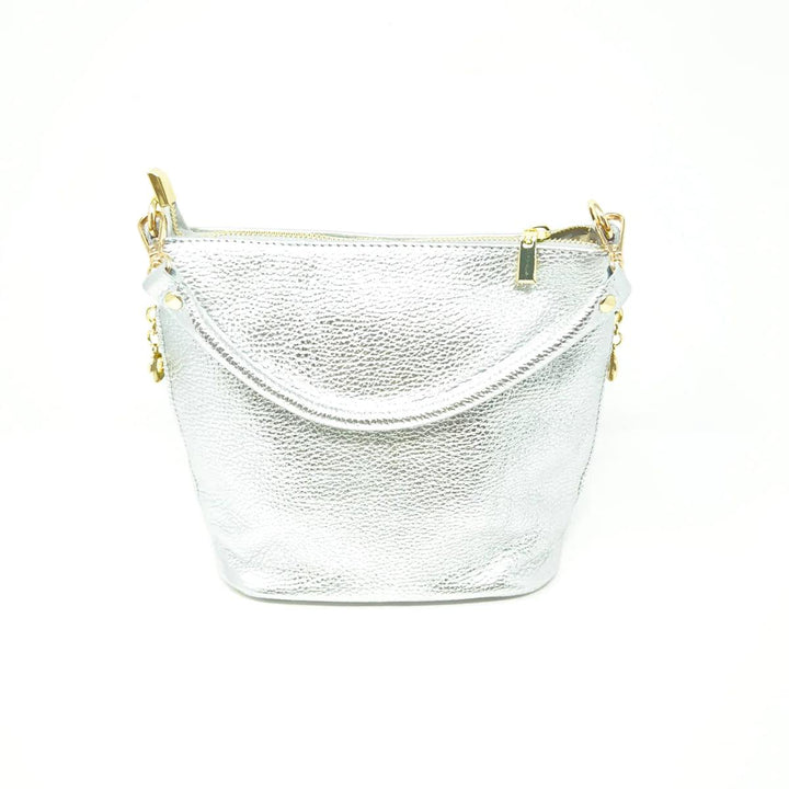 leather bucket bag with crossbody strap tres chic boutique womens gift idea silver