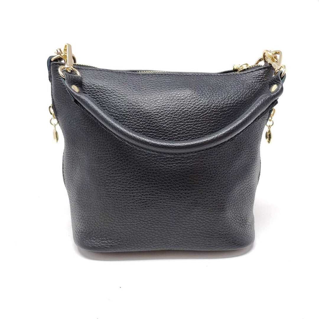 leather bucket bag with crossbody strap tres chic boutique womens gift idea black navy