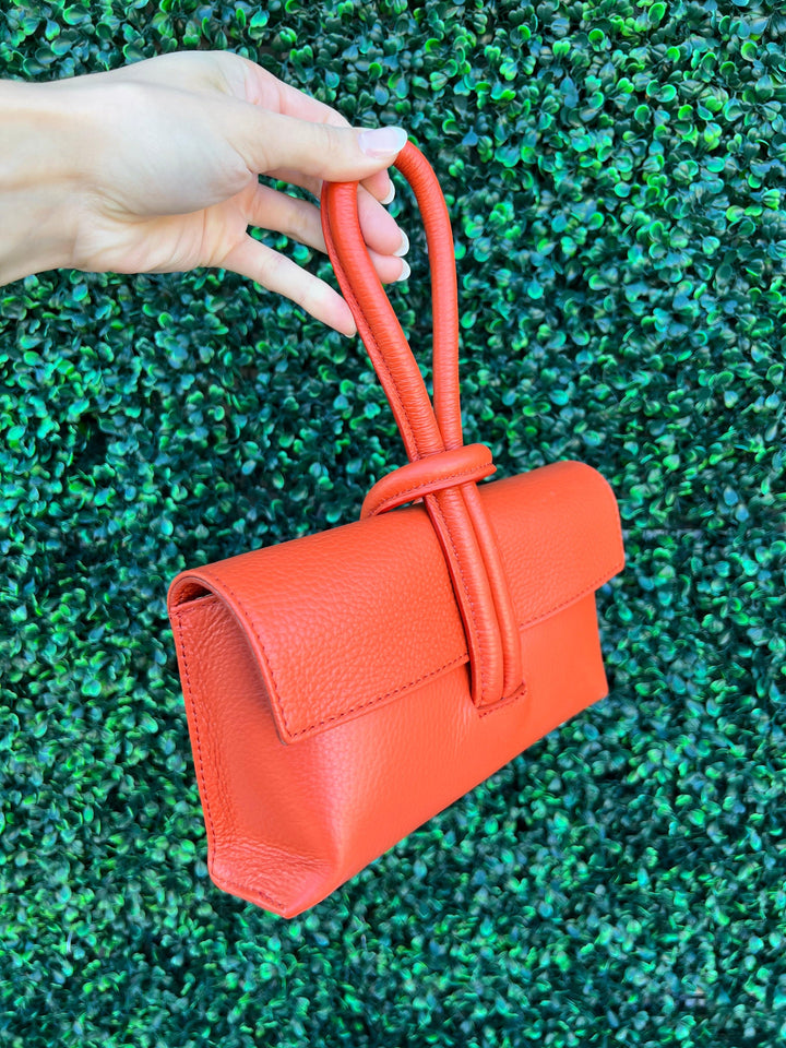 German Fuentes/NF Fashion Group leather coloful clutch tres chic womens gift boutique orange
