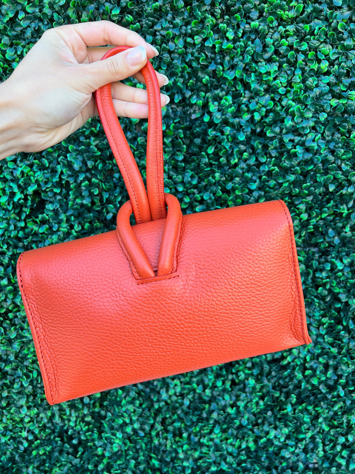 German Fuentes/NF Fashion Group leather coloful clutch tres chic womens gift boutique orange