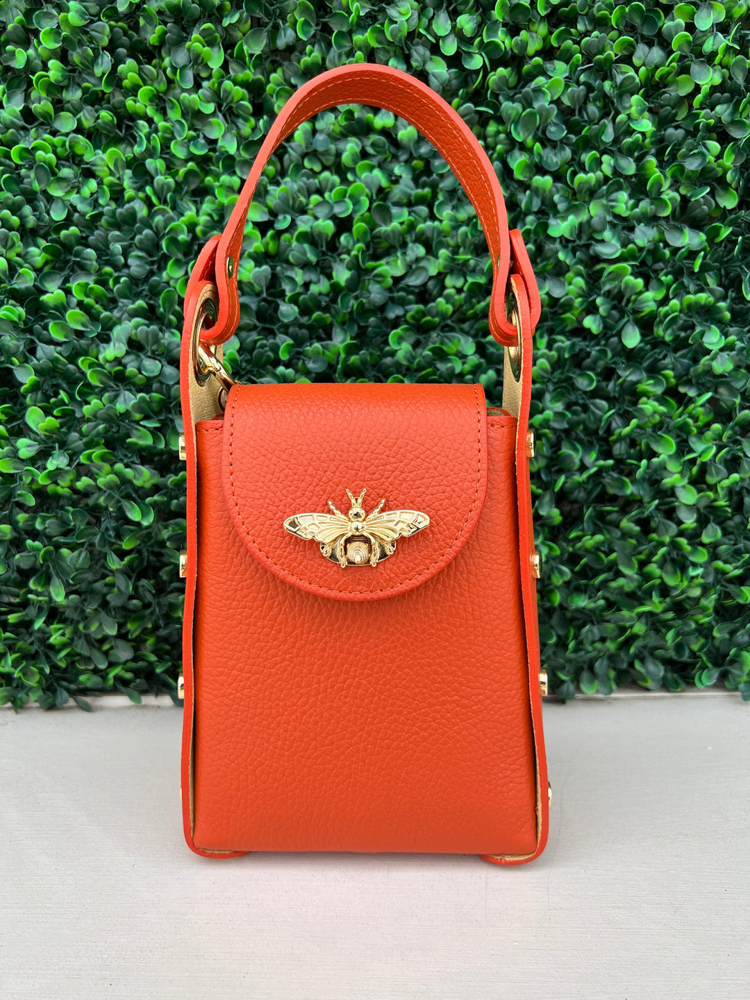 top handle bee purse tres chic houston leather mini bag orange