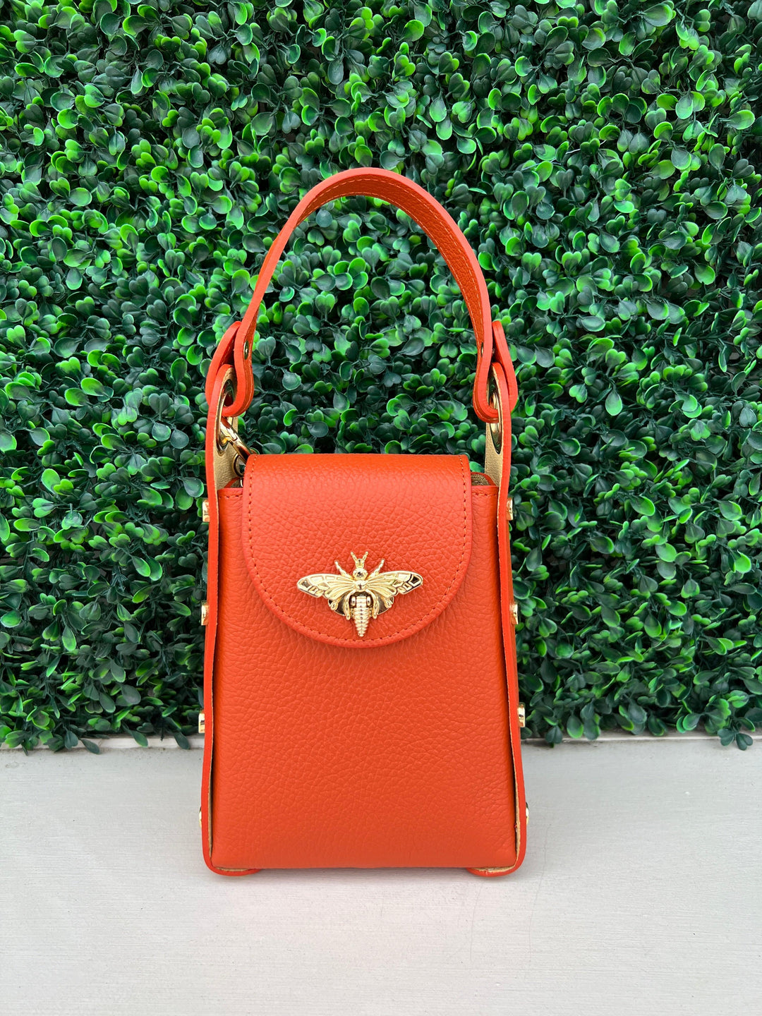 top handle bee purse tres chic houston leather mini bag orange