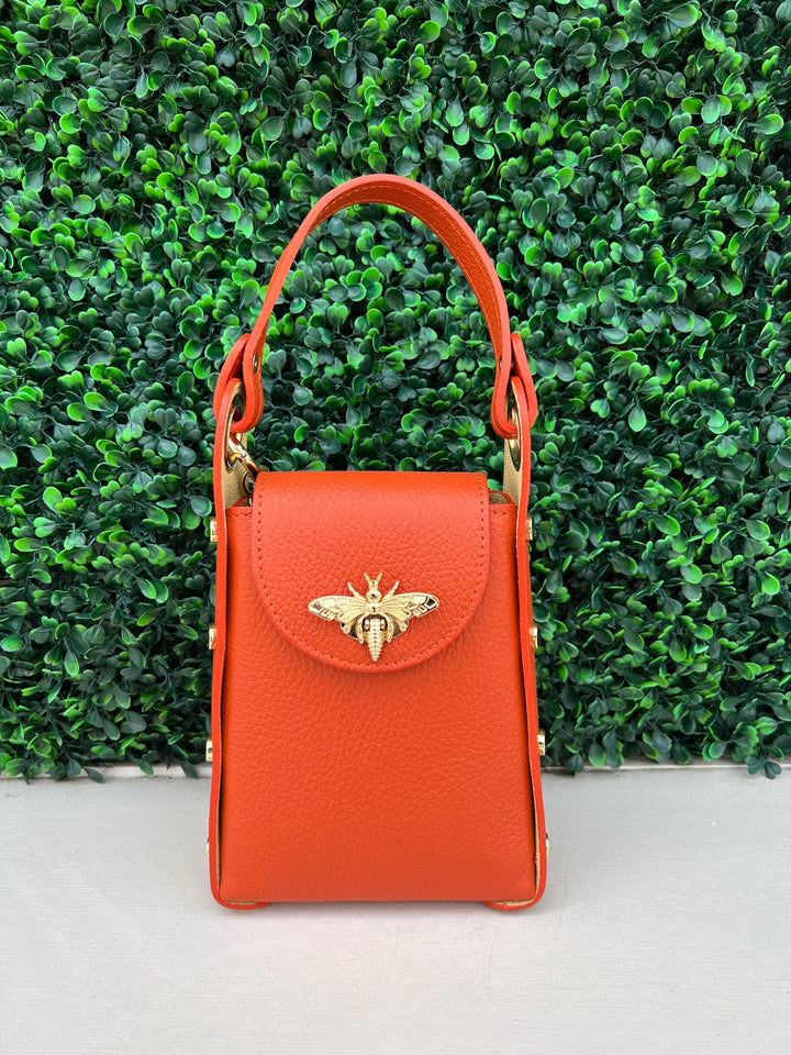 top handle bee purse tres chic houston leather mini bag orange