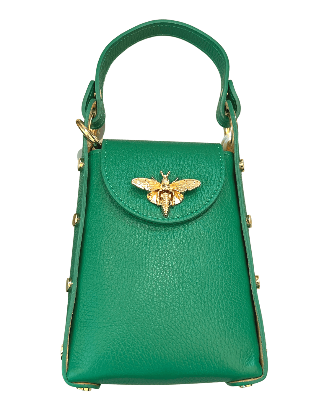 kelly green top handle bee bag