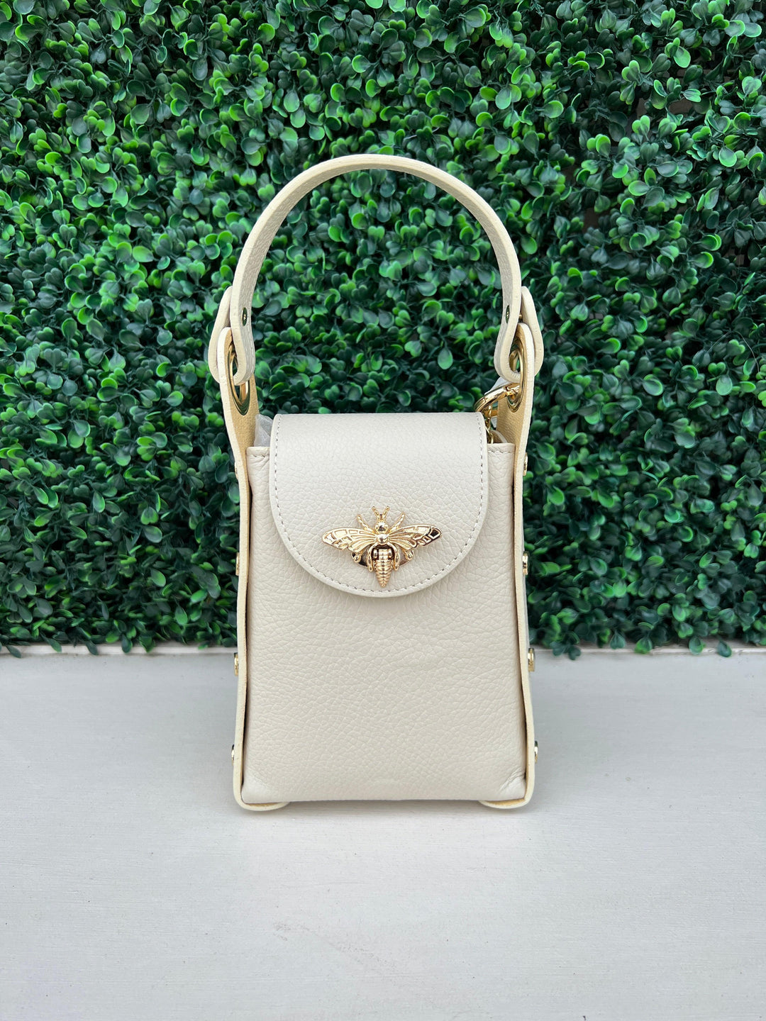 top handle bee bag tres chic houston leather cream mini bag