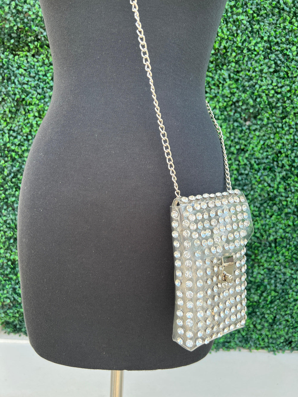 fancy clear bag fanny pack for event or game day silver crossbody