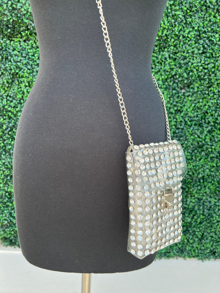 fancy clear bag fanny pack for event or game day silver crossbody