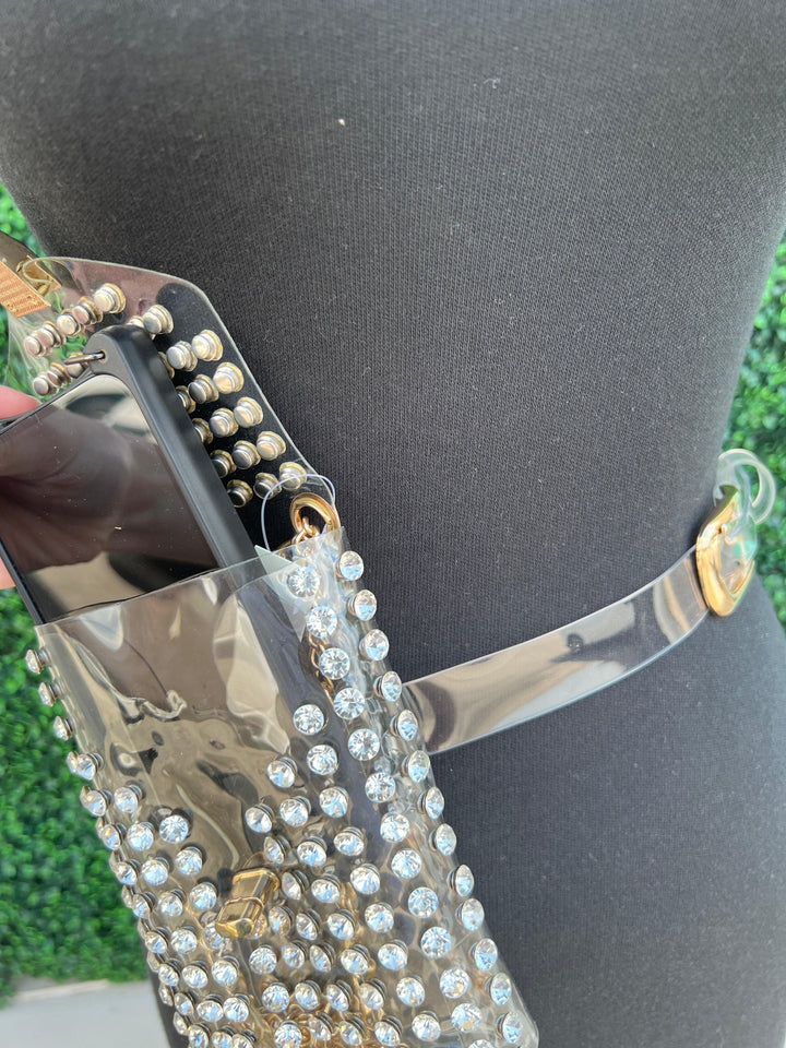 fancy clear bag fanny pack for event or game day gold 4x6