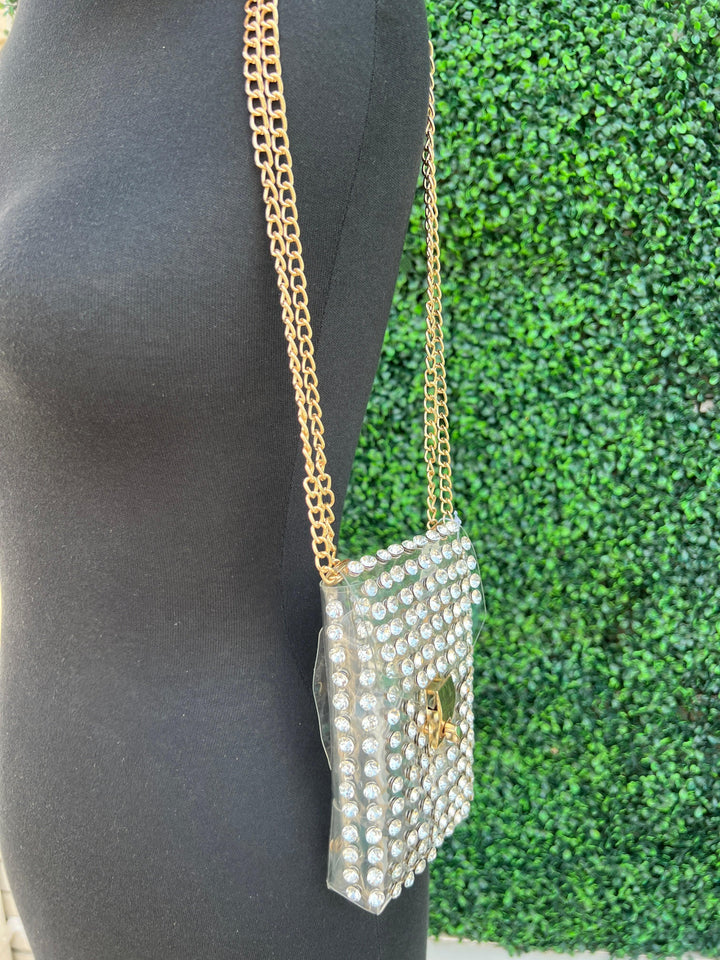 fancy clear bag fanny pack for event or game day gold short shoulder bag