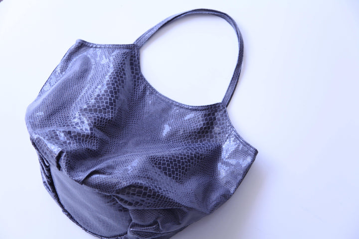 grey shiny hobo bag- boutique Houston