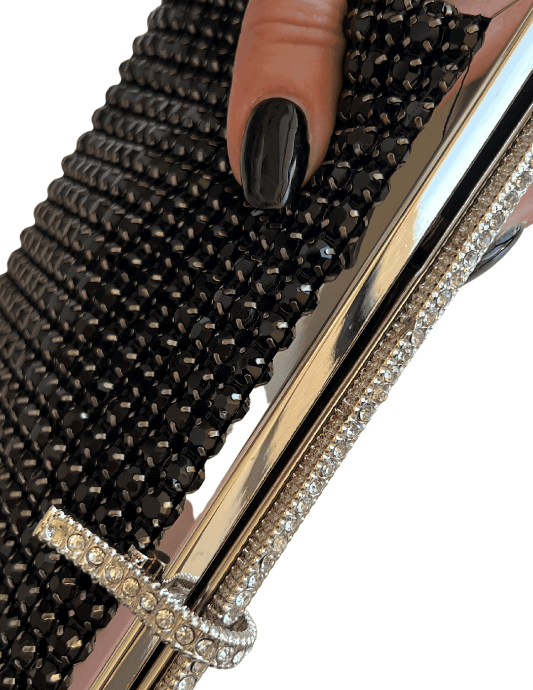 soft crystal sparkle evening clutch silver and black