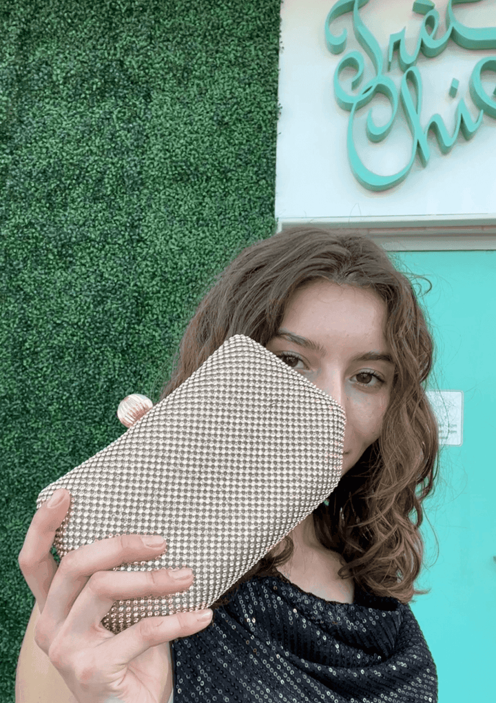 silver gold sparkle clutch vintage style