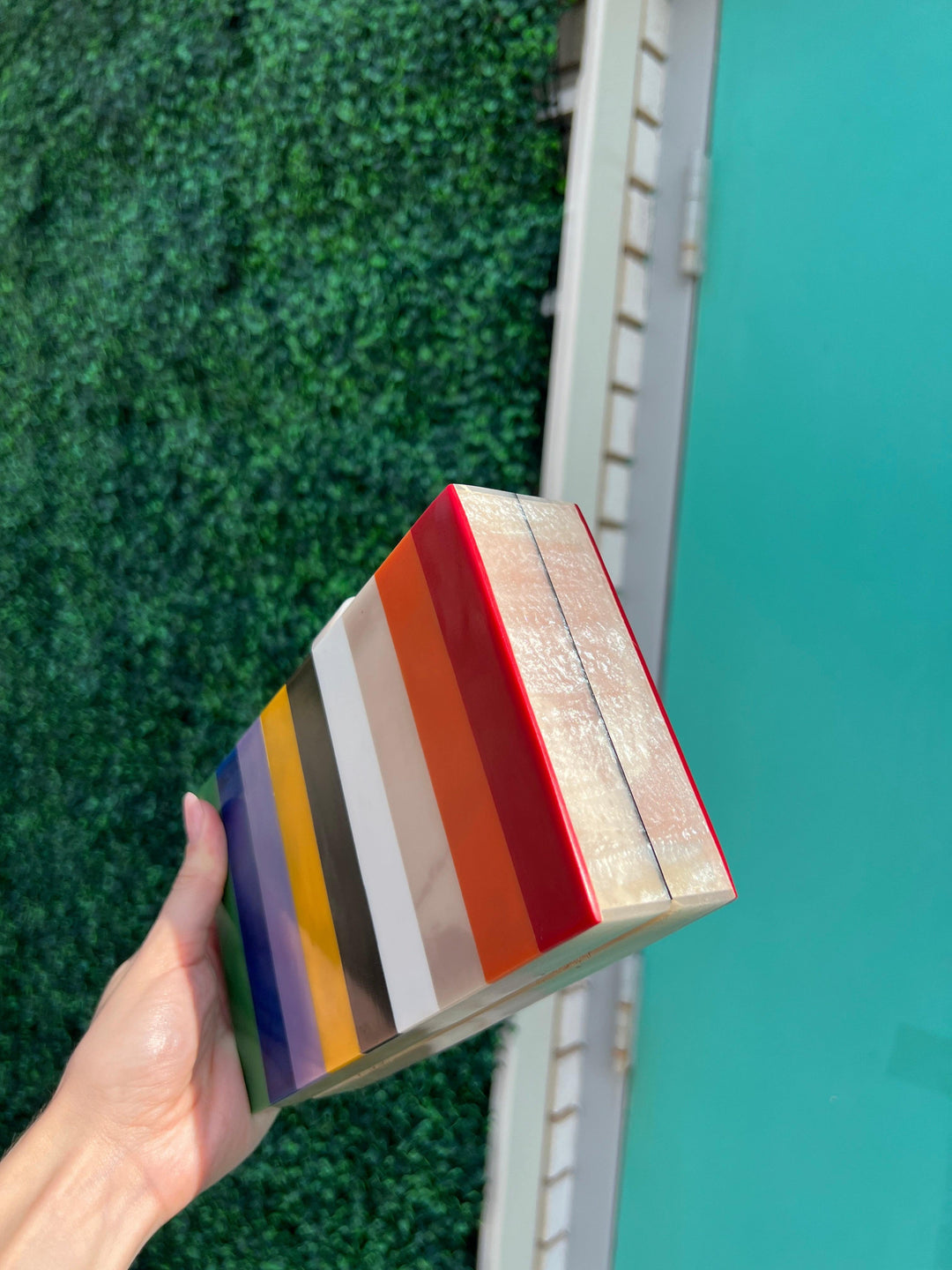 Inlaid Colors Box Clutch
